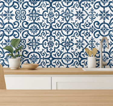 Tile wallpaper blue moroccan pattern - TenStickers