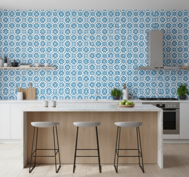 Tile wallpaper blue tile pattern - TenStickers