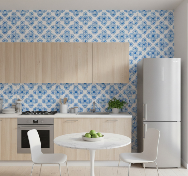Tile wallpaper fontaine blue tile design - TenStickers