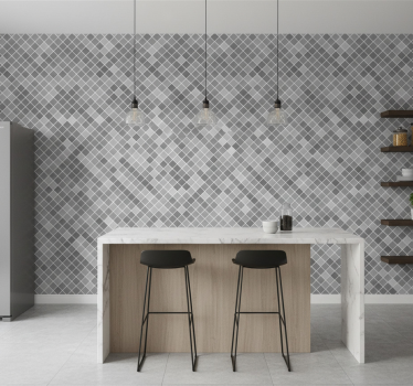 Tile wallpaper gray tones squared pattern - TenStickers