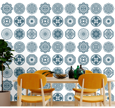Tile wallpaper with geometric tile designs - TenStickers