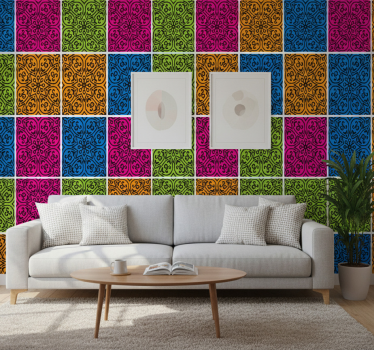 Tile wallpaper with mandala designs - TenStickers