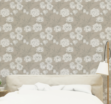 Vintage style peony wallpaper Nature Wallpaper - TenStickers